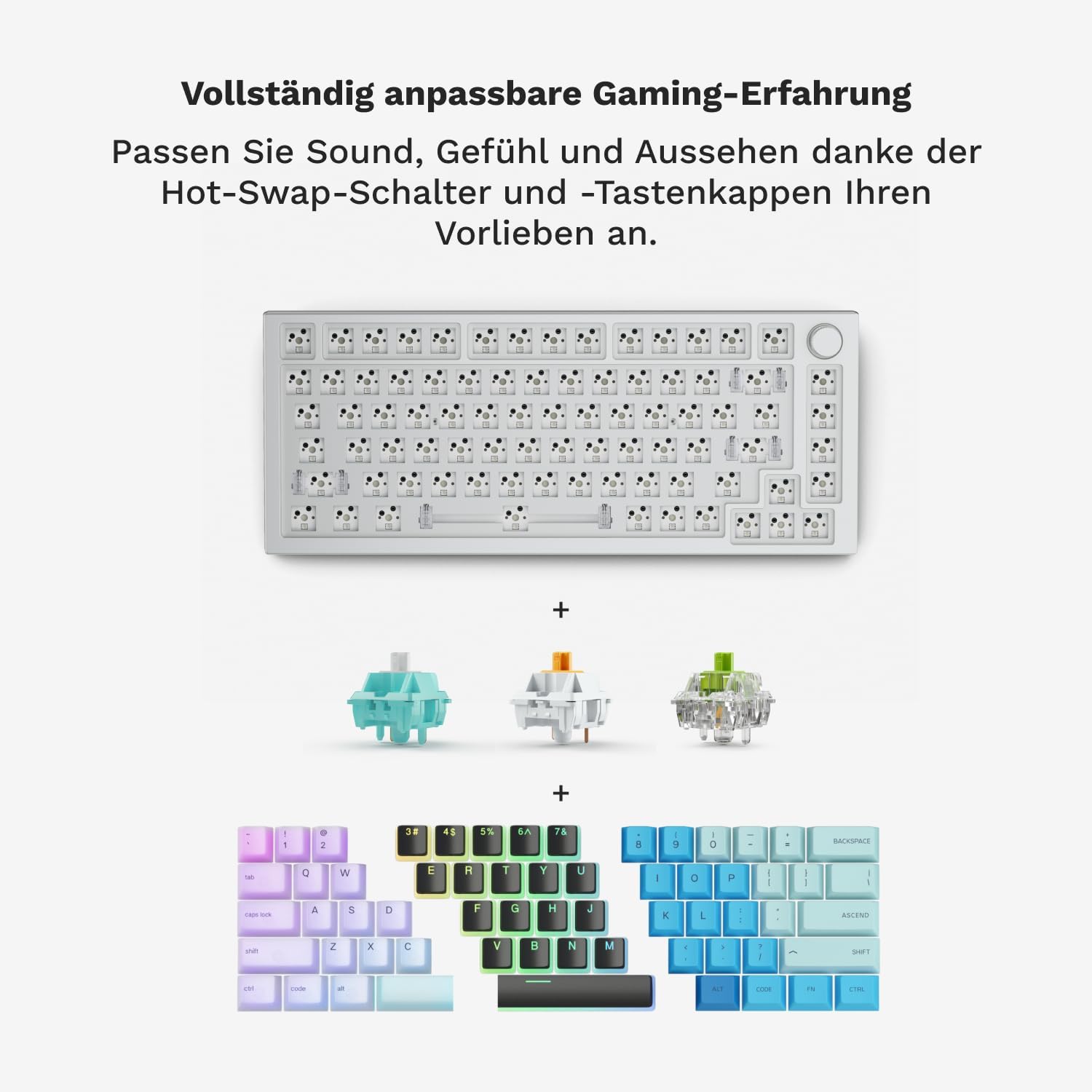 Detalle de GLORIOUS GMMK PRO 75% Barebones Frame – Modulares mechanisches Gaming-Keyboard (ANSI) aus Aluminium