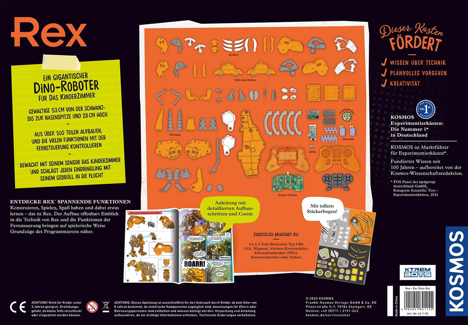 Detalle de KOSMOS 621155 Rex – Tyrannosaurus-robotbouwpakket met infraroodsensor