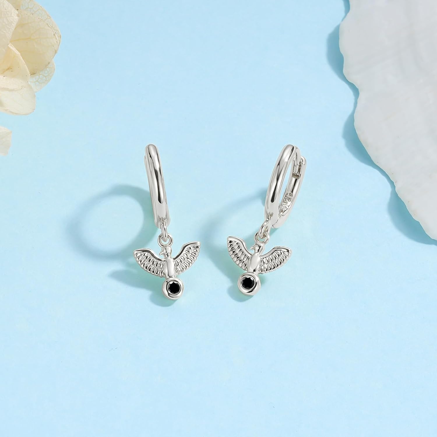 Thumbnail 2 de Kamise Ohrringe aus 925 Sterling Silber hängend – Taube/Feder mit Zirkonia, hypoallergen