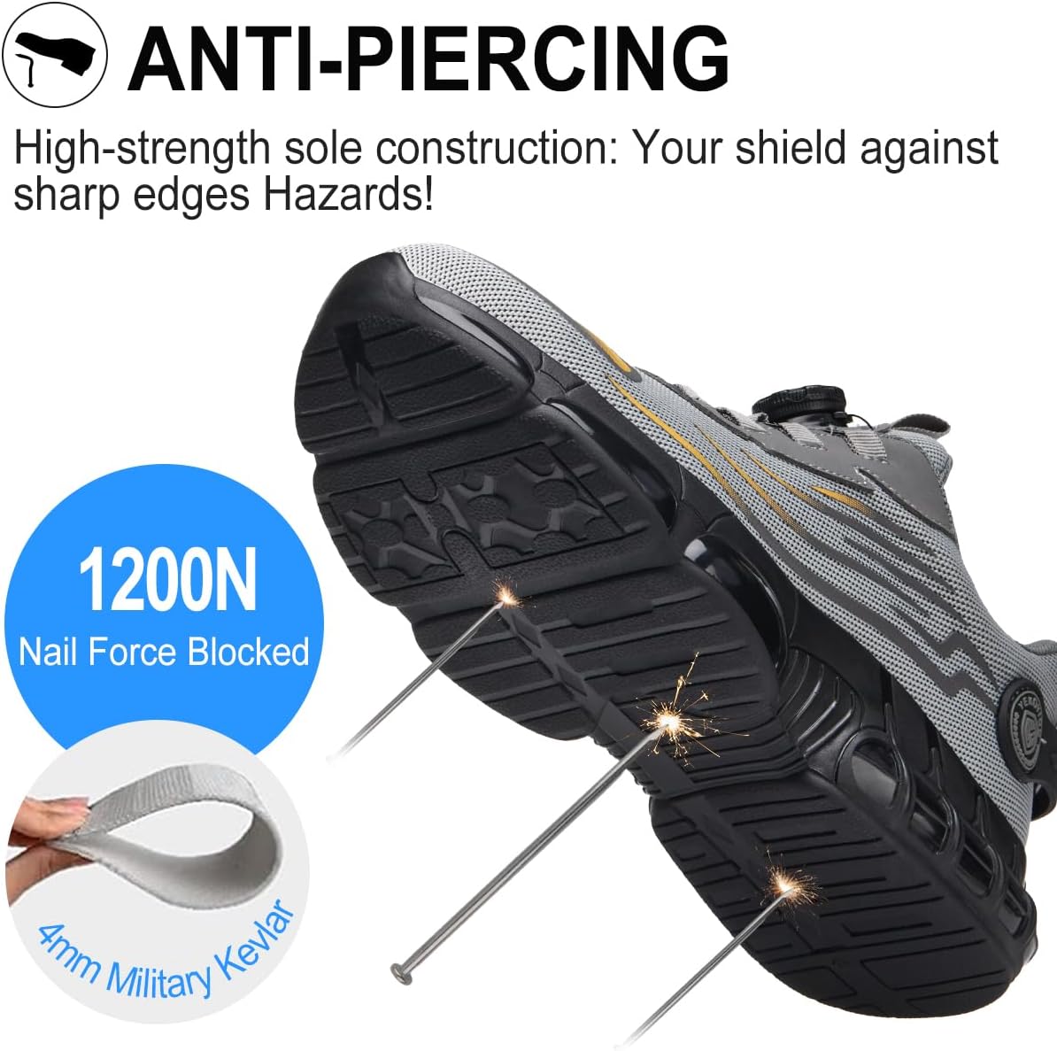 Thumbnail 2 de YEKOYIOO Chaussures de sécurité homme/femme – Basket de sécurité légère, respirante et antidérapante avec embout acier (38–46 EU)