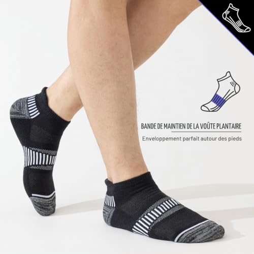 Detalle de Niorasen Chaussettes de Sport Homme, 6 Paires – Courtes et Rembourrées