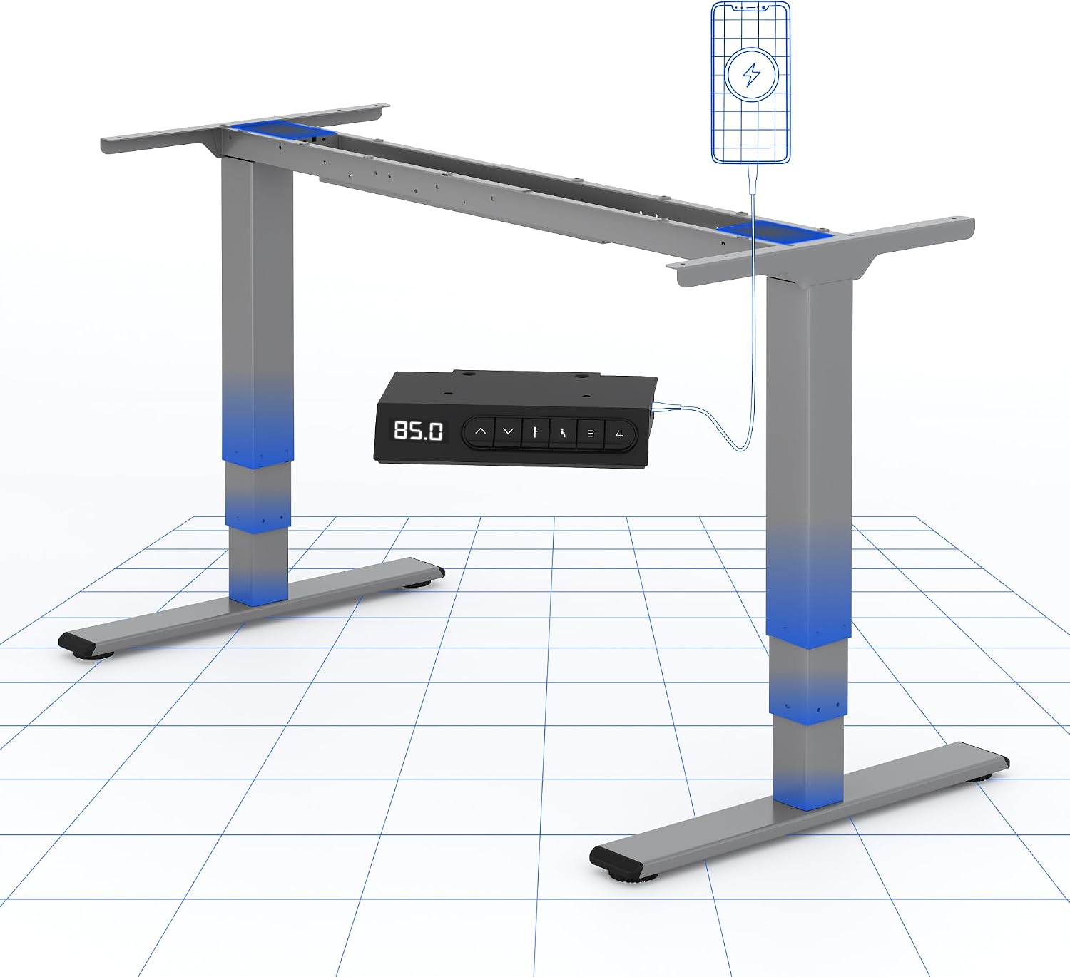Detalle de FLEXISPOT EC5S-Plus-NL03 Electric Desk Frame, Dual Motors, Grey