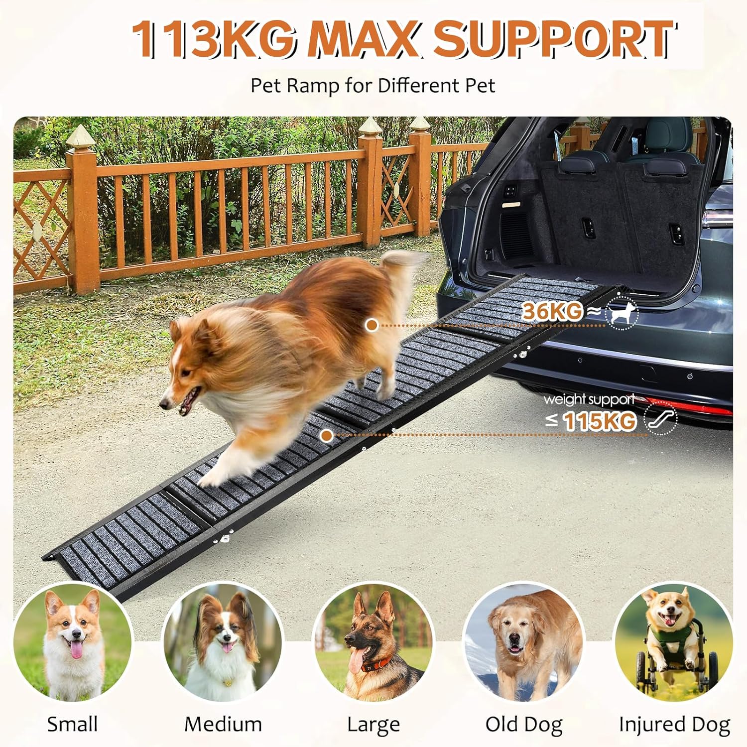 Detalle 2 de Extra Long 170cm Foldable Dog Ramp for Large Dogs