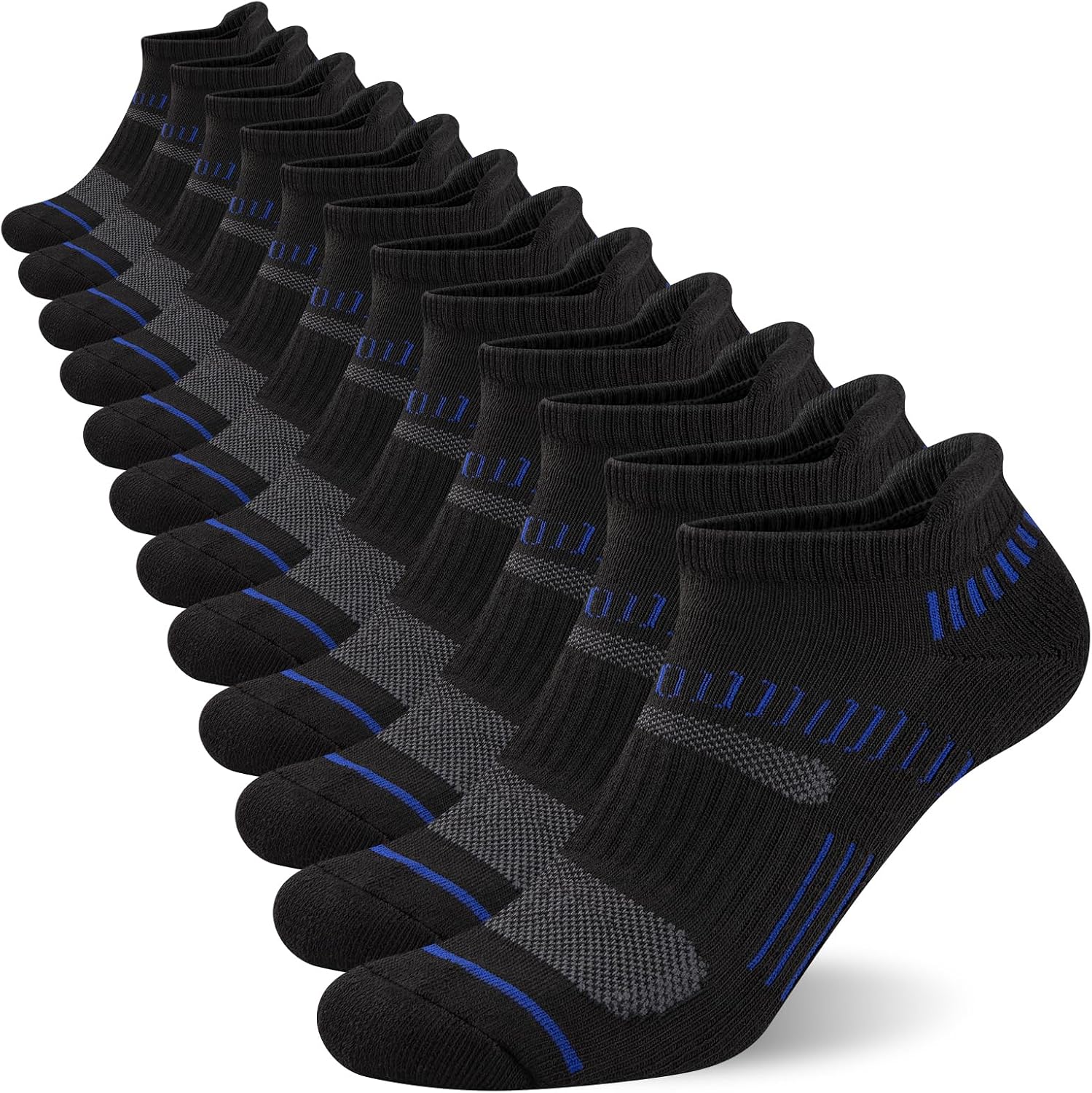 Detalle de COOPLUS Men's Ankle Socks: Cushioned, Breathable, Arch-Support Low Cut (6 Pairs)