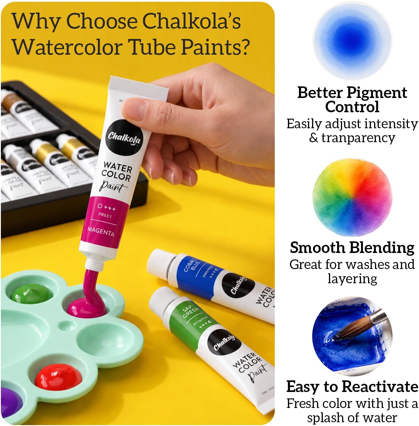 Thumbnail 6 de Chalkola Watercolour Paint Set 36 Tubes
