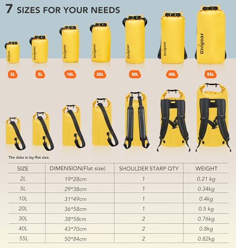 Detalle de Unigear Waterproof Dry Bag 2L-55L with Phone Pouch for Swimming Kayaking