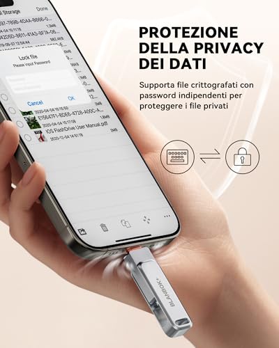 Detalle 1 de BLANBOK+ Pendrive 3 en 1 para iPhone y USB-C (256GB) con Lightning y USB 3.0