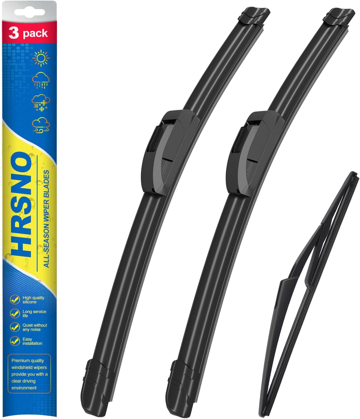 Detalle de HRSNO 19"+18" Windshield Wipers with 10" Rear Wiper Blade Set — 3-Pack for Mini Cooper (R56/R50/R53, F55/F56)