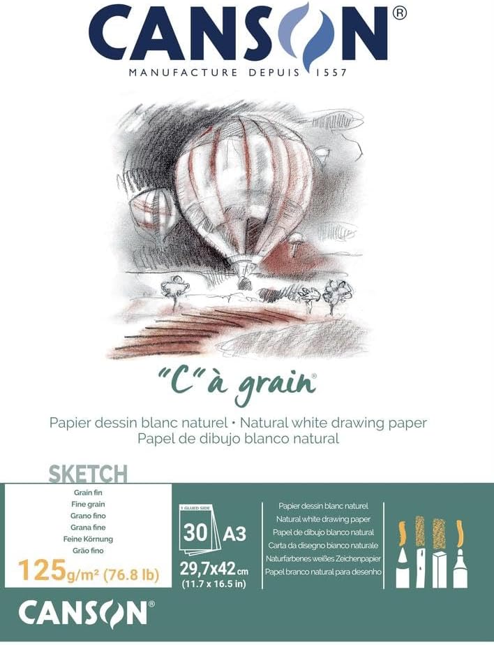 Thumbnail 4 de CANSON « C » à Grain - Bloc 30 feuilles A3 180 g/m², Blanc naturel