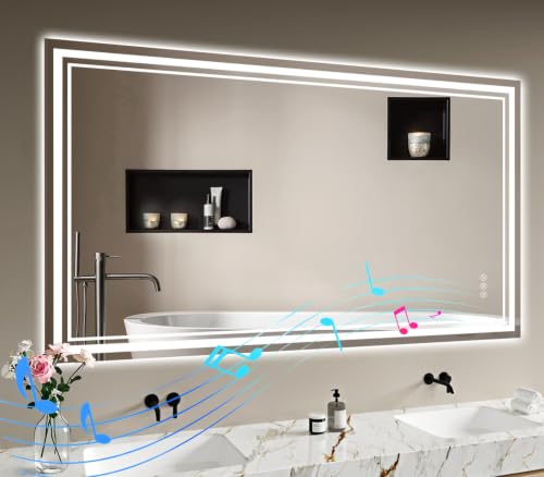 Detalle de Archaluxe Miroir de salle de bain LED 140 x 70 cm avec Bluetooth, anti-buée et 3 couleurs + dimmable