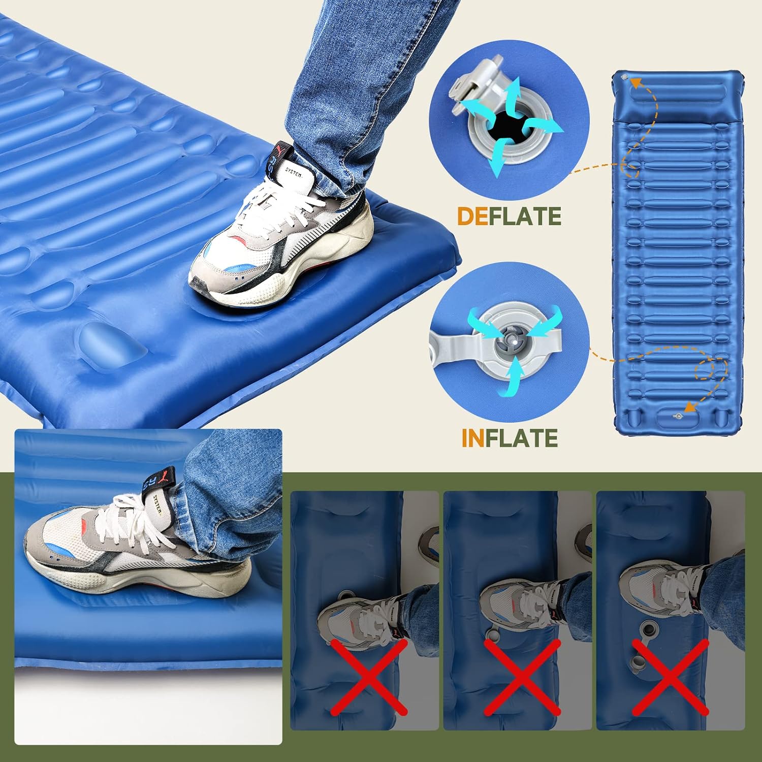 Thumbnail 4 de Materasso da campeggio 14 cm autogonfiante Blue