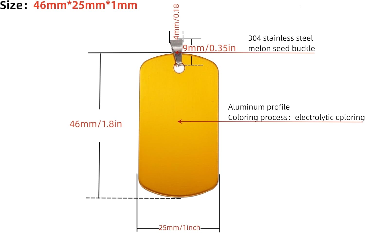 Detalle de NanTun Rectangle Aluminum Blank Dog Tags (30 pcs) – 46mm x 25mm, 1mm Thick, DIY Engraving