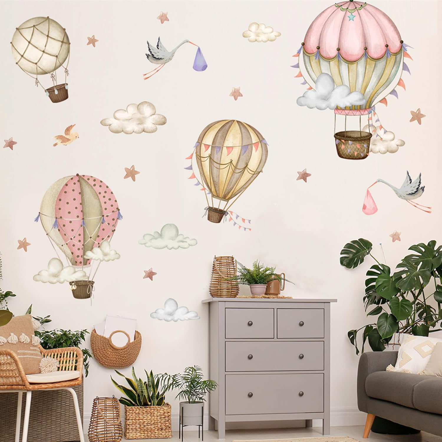 Thumbnail 2 de Kids Wall Stickers 4 Hot Air Balloons