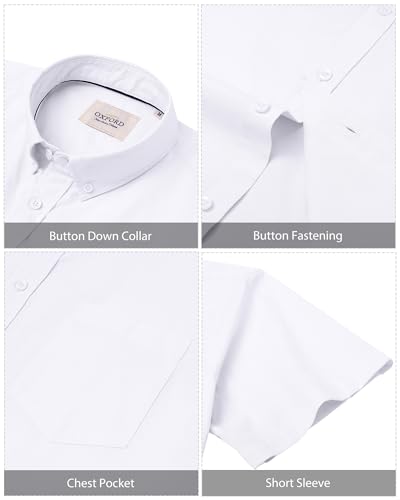 Thumbnail 4 de J.VER Mens White Short Sleeve Oxford Shirt with Regular Fit