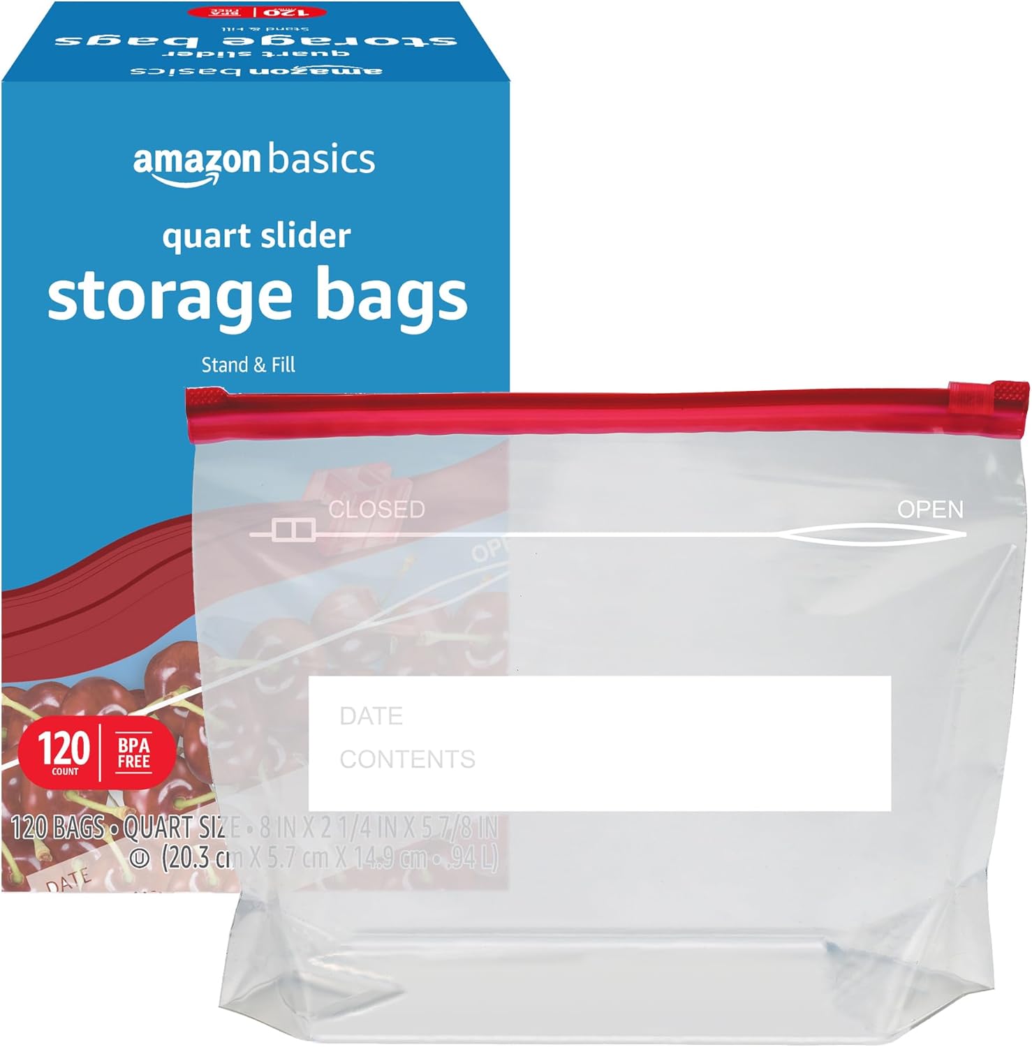 Detalle de Amazon Basics Slider Quart Food Storage Bags 120