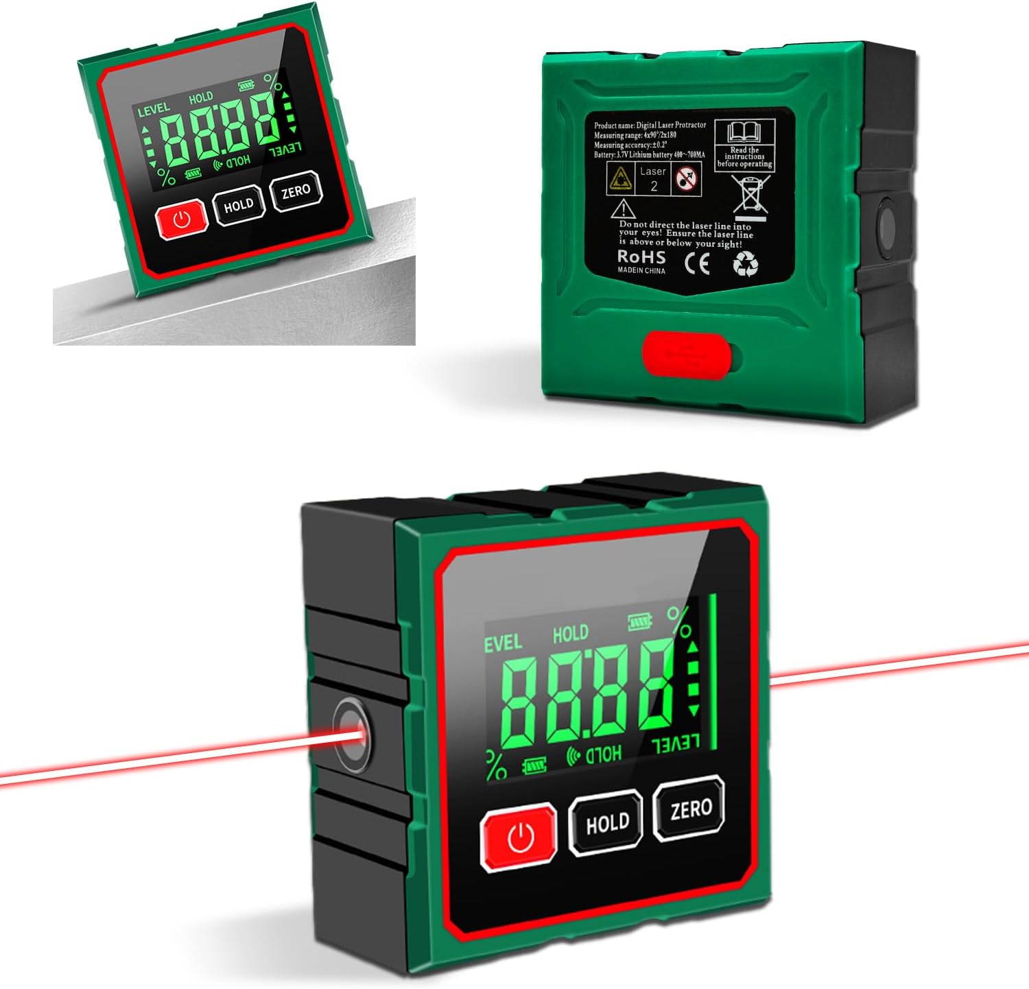 Detalle de Diseleri Niveau Electronique: Inclinomètre Numérique 360° avec Laser et LCD Étanche
