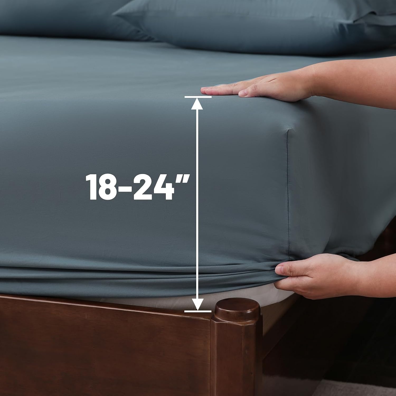 Detalle de Overket Extra Deep Pocket King Cotton Sheet Set, 1000 Thread Count, Lake Blue