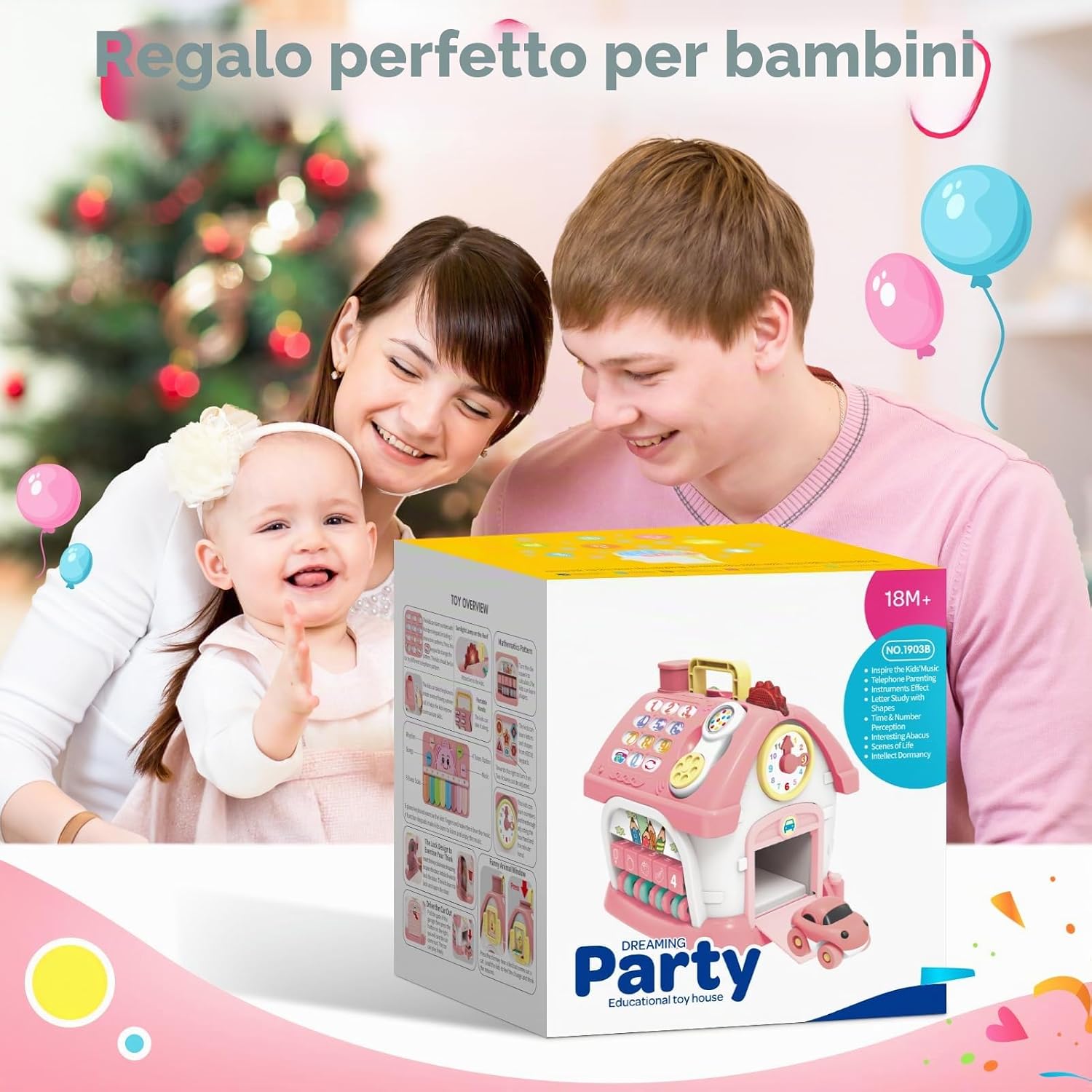 Thumbnail 6 de Giochi Montessori 6 in 1 per Bambini 1–2 Anni: Casa Multifunzione con Musica, Orologio e Telefono