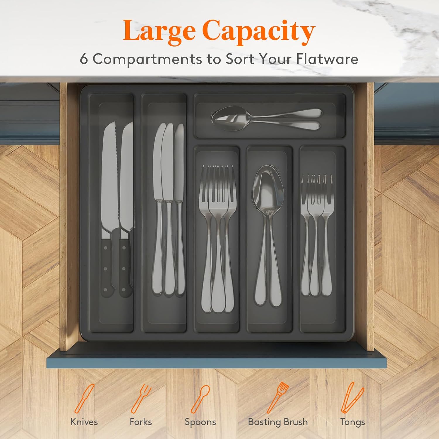 Detalle de Lifewit Silverware Organizer 6-Compartment