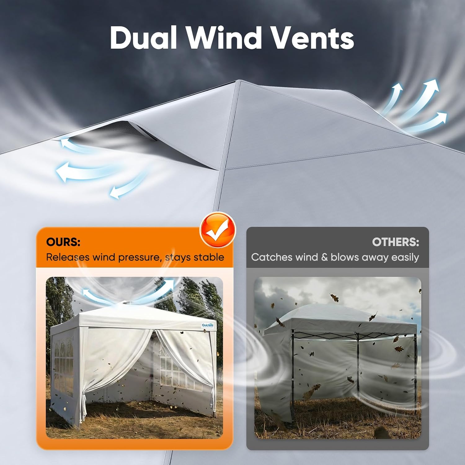 Detalle 2 de Quictent CV1203 10x10 Replacement Canopy Top with Air Vent, UV Protection