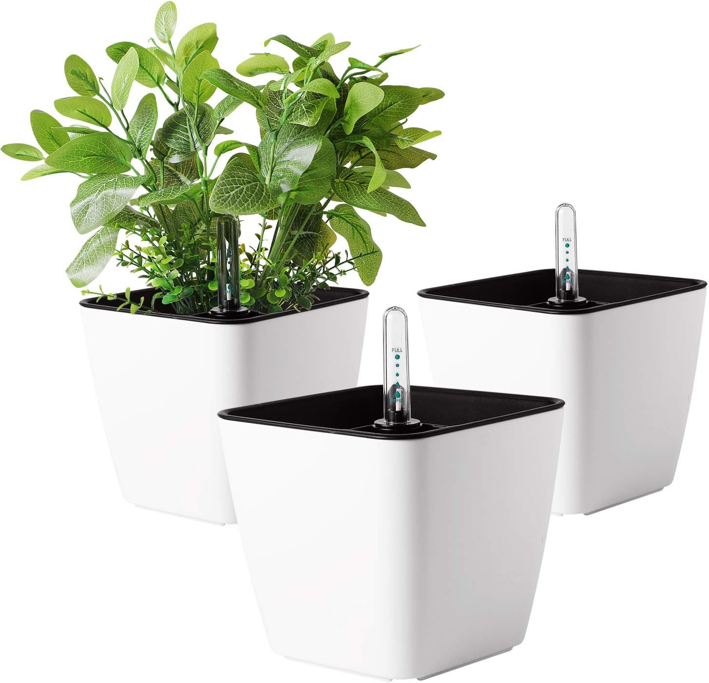 Thumbnail 6 de T4U Fioriera autoirrigante in plastica 13,5 cm grigio (con indicatore livello acqua) – Confezione da 3