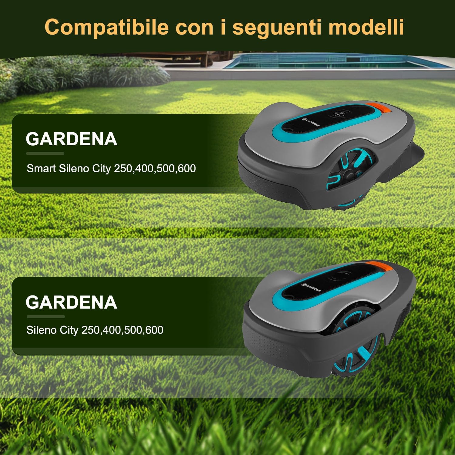 Detalle de FourShow Taglio più Efficiente: Dischi Lama + 6 Pezzi per Gardena Sileno City e McCulloch Rob S400–S800