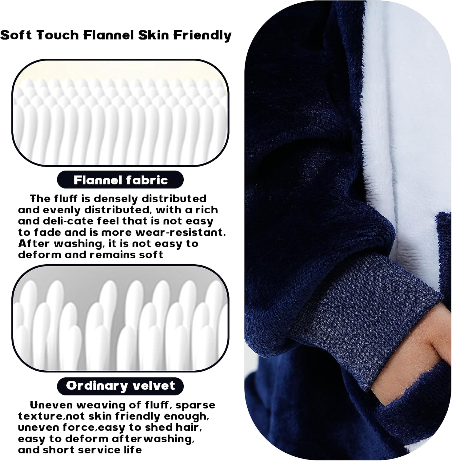 Detalle 2 de DILUFUN Baby Shark Onesie Costume, Flannel with 3D Hood and Two-Way Zipper