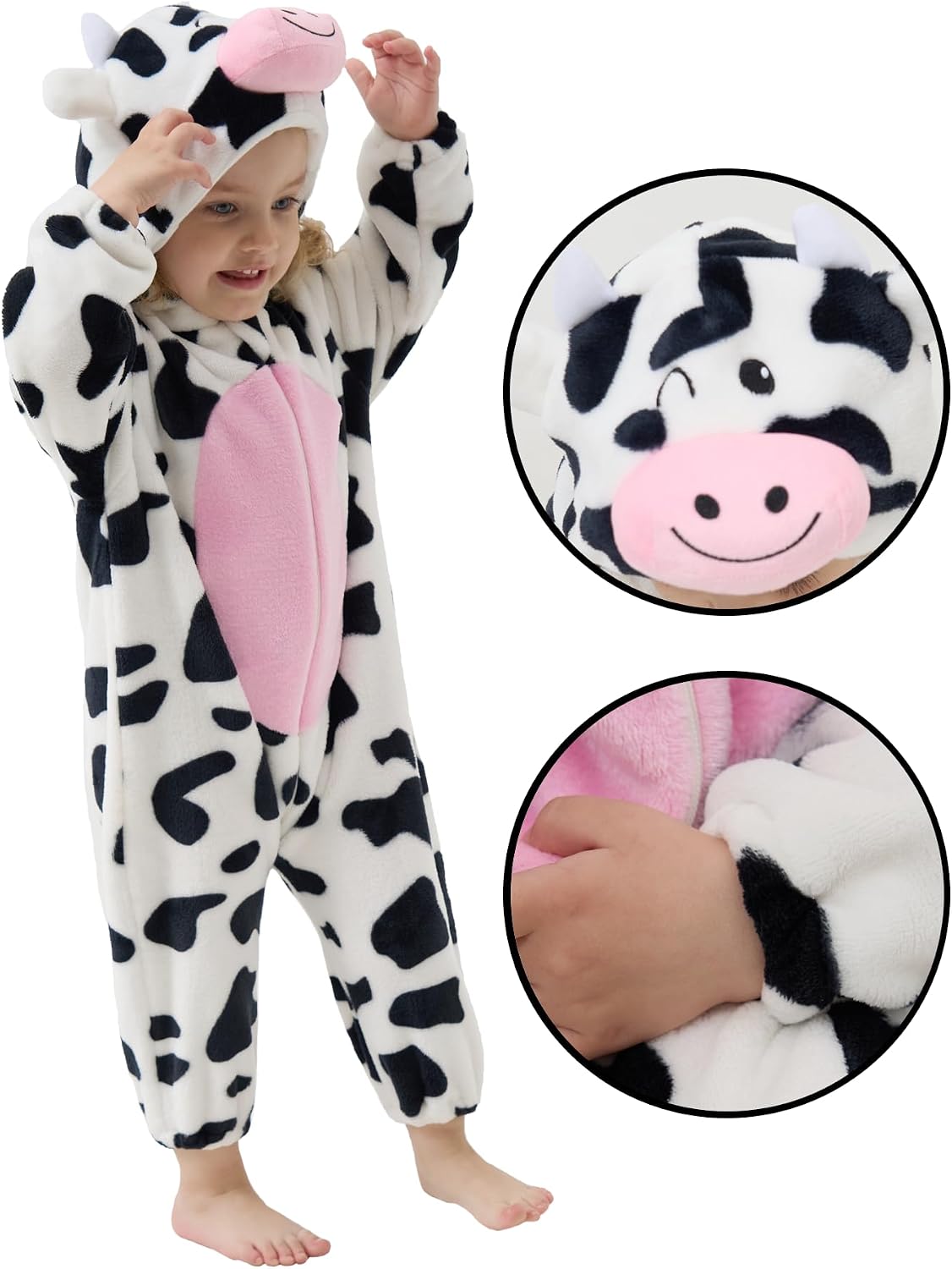 Detalle 2 de SCOPUCI Unisex Baby Animal Onesie Pajamas, 100% Flannel Fleece