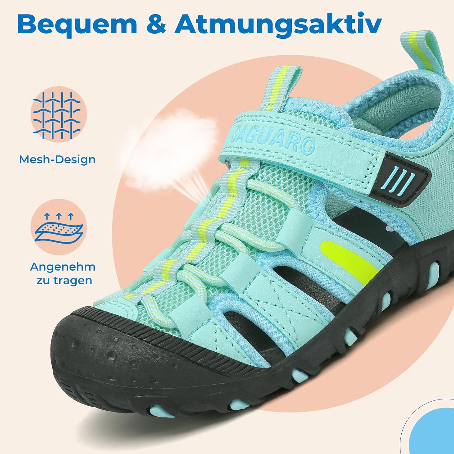 Thumbnail 3 de SAGUARO Jungen Sandalen mit geschlossener Zehenkappe (Trekkingsandalen) – Sommer Outdoor, Größen 25–38