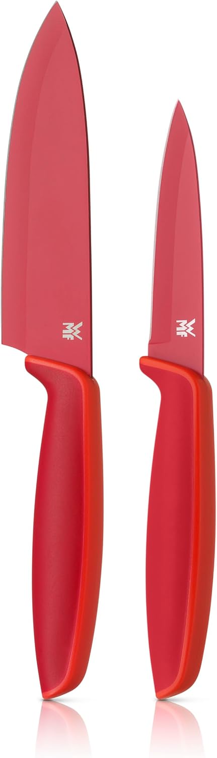 Detalle de WMF Touch Messerset 2-teilig – scharfes Küchenmesser-Set aus Spezialklingenstahl, antihaftbeschichtet, roter Griff