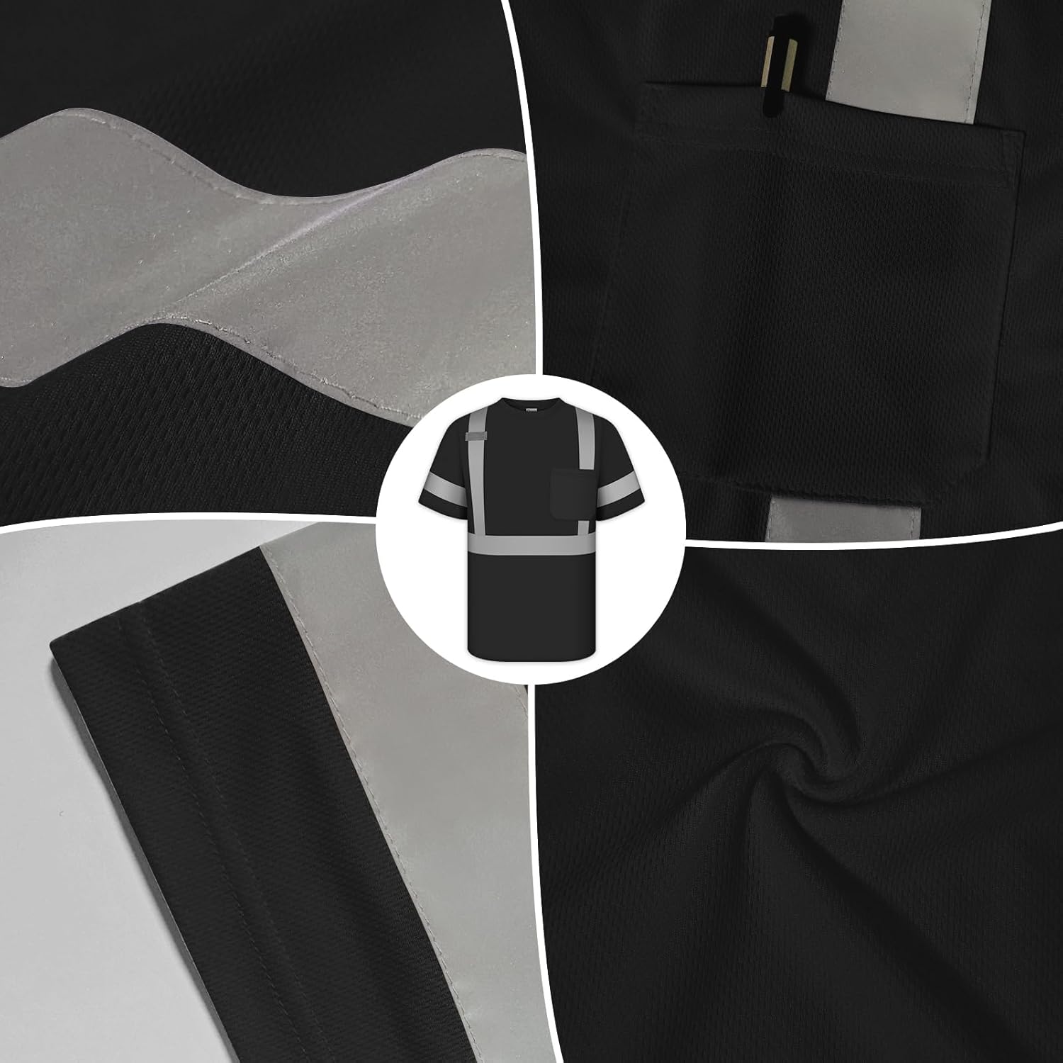 Thumbnail 3 de Graunton Warnschutz T-Shirt – Hochsichtbares Warnshirt mit Reflektierenden Streifen, Größe L, Black