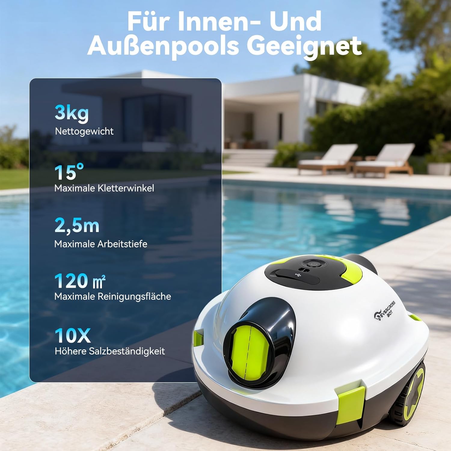Thumbnail 1 de EVERCROSS BOT Y10 Poolroboter – zuverlässige Bodenreinigung für große Becken bis 120 m²