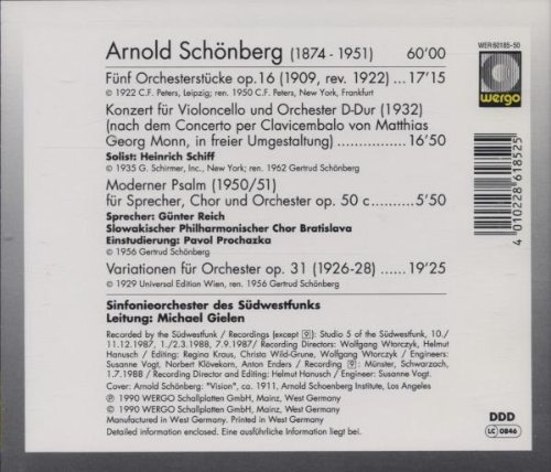 Detalle 2 de Schoenberg: Cello Concerto, Variations for Orch. Audio CD