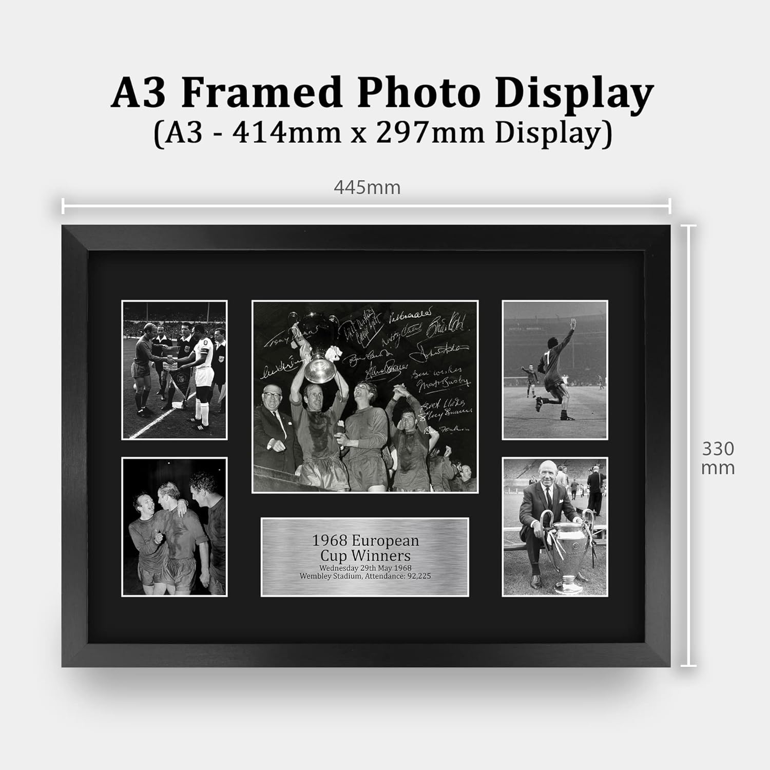 Thumbnail 1 de HWC Trading FR A3 1968 UEFA Cup Winners signed memorabilia display (framed A3)