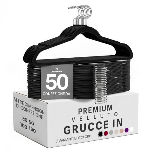 Detalle de Utopia Home Premium Grucce Velluto Nero – Confezione da 50