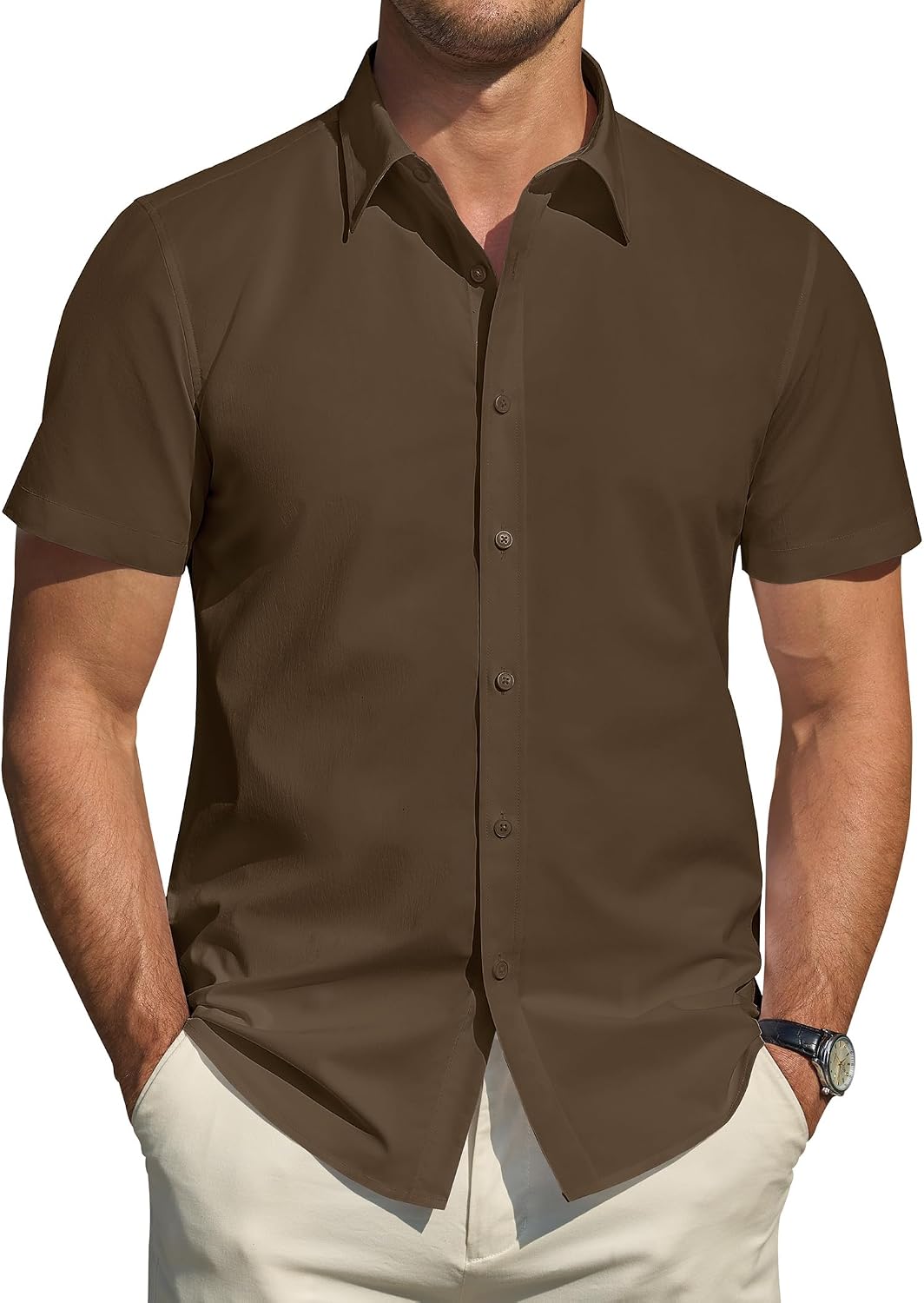 Thumbnail 5 de J.VER Men's Short Sleeve Stretch Dress Shirt