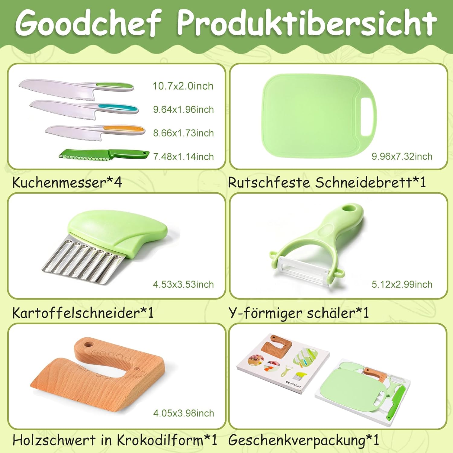 Thumbnail 2 de Kindermesser 8-teiliges Spielzeug-Set (Montessori) für Kinder ab 2 Jahren – mit Krokodil-Motiv