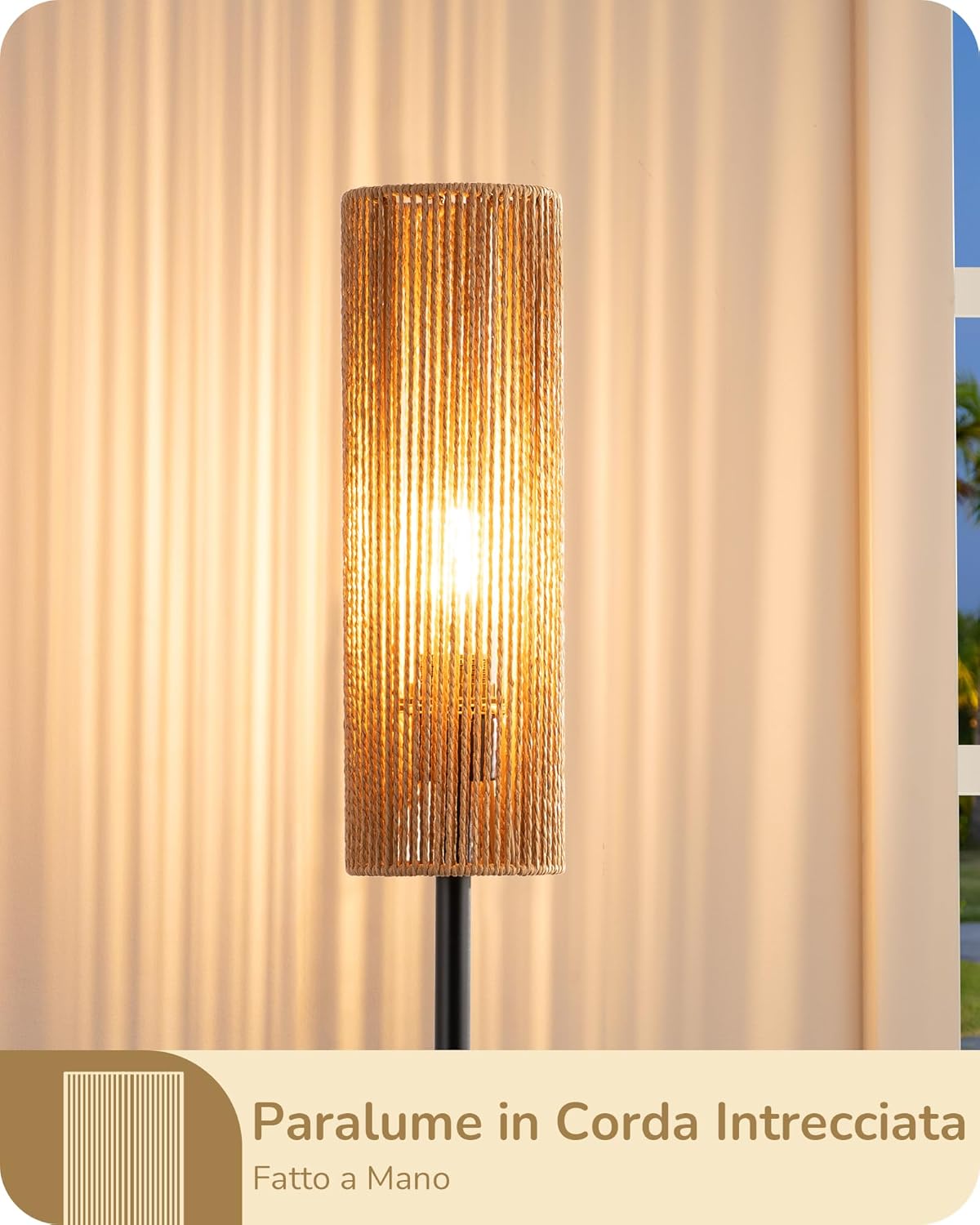 Thumbnail 6 de EDISHINE Lampada da Terra con Paralume Intrecciato e Lampadina LED E27 2700K