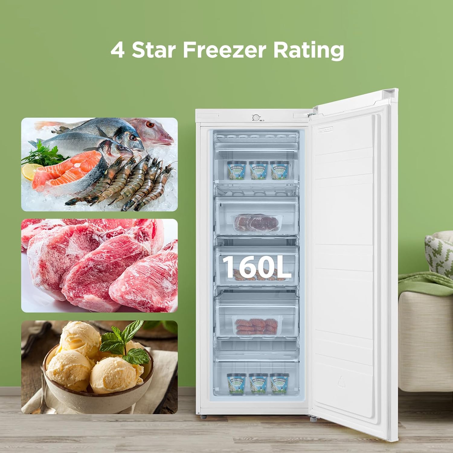 Thumbnail 1 de COMFEE' 160L Freestanding Upright Freezer (RCU160WH2UK(E))