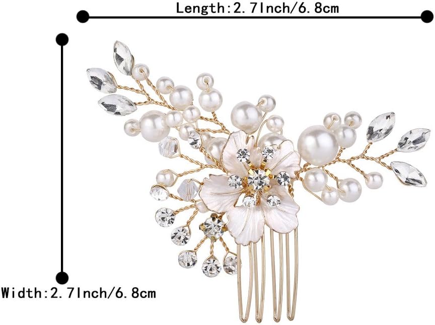Thumbnail 4 de Clearine Gioielli per Capelli Matrimonio Nuziale: Pettine con Perle e Cristalli Austrian per un Tocco di Eleganza