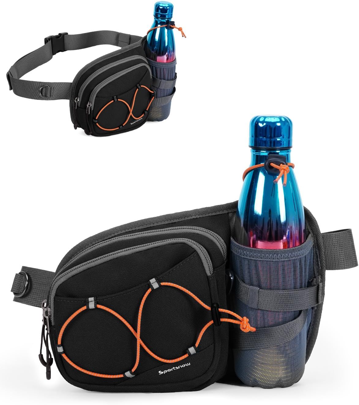 Sportsnew Hydration Waist Pack with Water Bottle Holder (2L) for Running, Hiking & Dog Walking