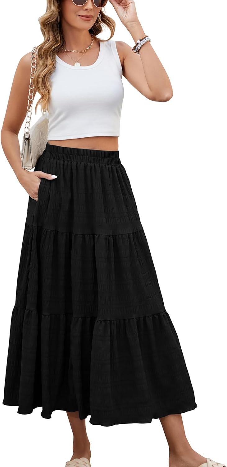 Thumbnail 2 de HUSKARY Smock Tiered Maxi Skirt with Pockets