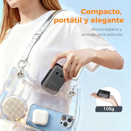 Thumbnail 6 de TESSAN adaptador de enchufe universal de viaje con 1 USB A y 2 USB-C (plano y compacto)