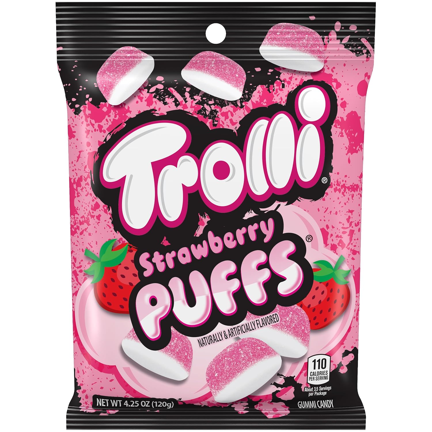 Detalle 2 de Trolli 10020709012569 Strawberry Puffs Sour Gummy Candy, 4.25 oz, 12-Pack