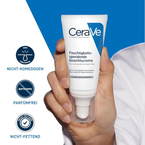 Detalle 2 de CeraVe Feuchtigkeitsspendende Gesichtscreme – 24 Stunden Feuchtigkeit, 50 ml