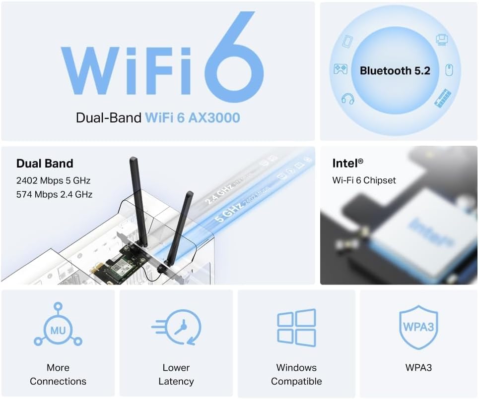 Detalle 2 de MERCUSYS MA80XE AX3000 PCIe Wi‑Fi Adapter