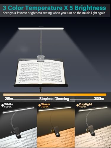 Thumbnail 1 de Vekkia 88 LED Wiederaufladbare Notenpultleuchte – Augenfreundliche Klavierlampe mit Clip