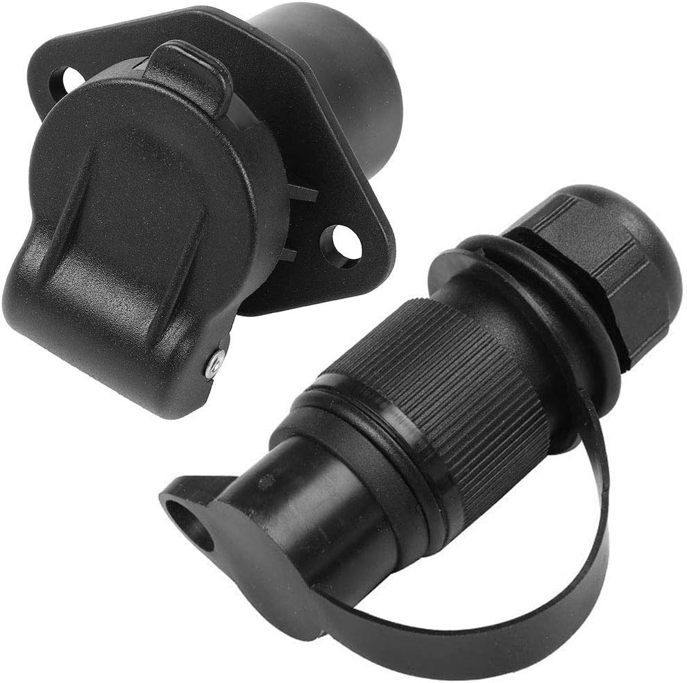 Detalle de AGRISHOP 12 V 3 Pin Trailer Plug Socket – Male & Female Wiring Connector Adapter