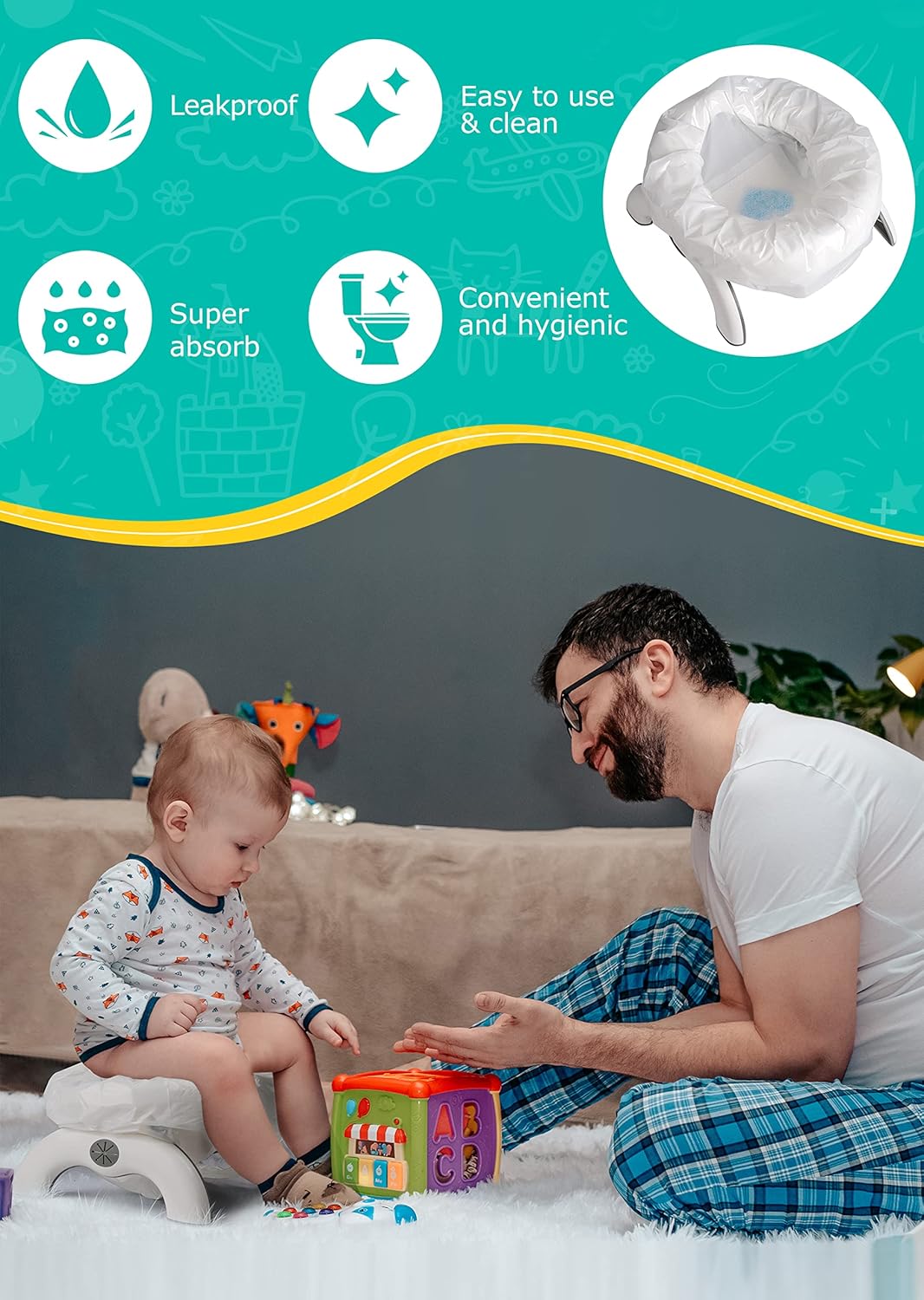 Thumbnail 4 de Newnice Disposable Potty Liners with 200ml Absorbent Pads — 30 Pack for OXO Tot Go Potty and Most Chairs