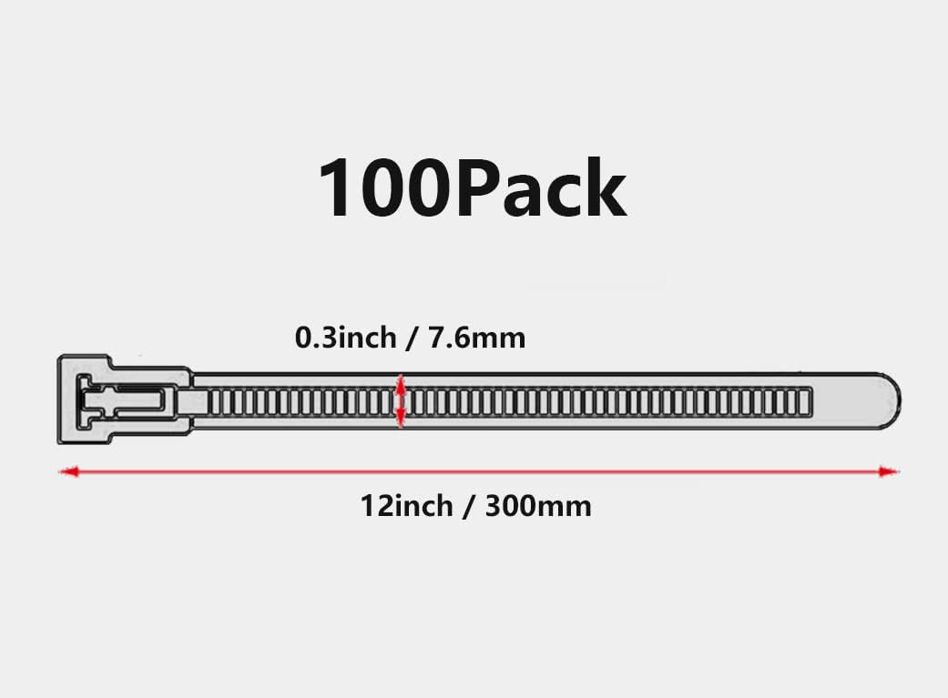 Thumbnail 3 de Oksdown Kabelbinder wiederverschließbar Weiß – 300 mm × 7,6 mm, 100 Stück